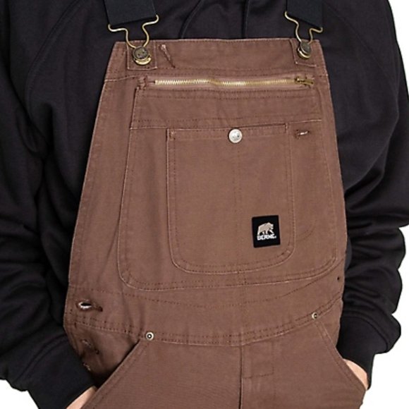Berne Men's Washed Duck Unlined Brown Bib Overalls. Sz: 38X32 - Picture 3 of 15